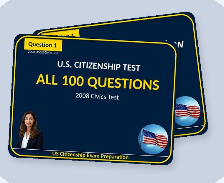 100-question flashcard deck, 2008 civics test