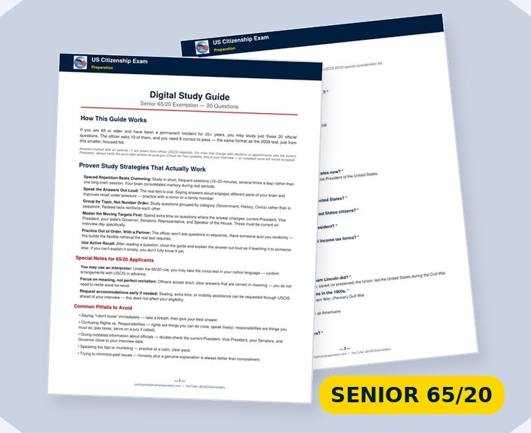 Digital study guide, senior 65/20 exemption